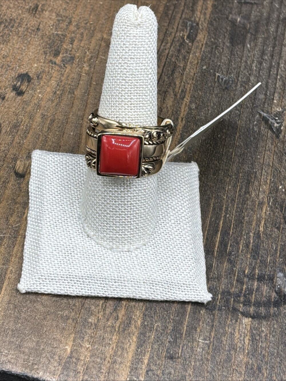 Barse Jubilee Stack Ring-Red Howlite - Bronze- 9.75-NWT